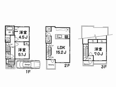 中野区大和町の新築一戸建て　間取り図