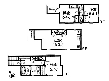 港区白金台の新築一戸建て　間取り図