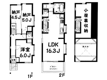 杉並区浜田山・新築一戸建て　間取り図