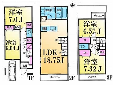 中野区本町新築一戸建て　間取図