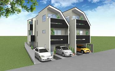 世田谷区桜上水新築一戸建て 完成パース