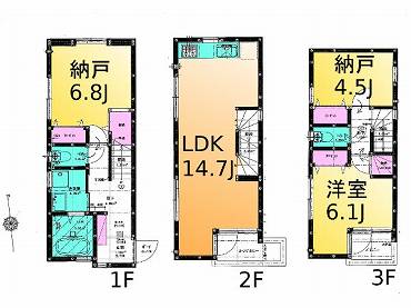 世田谷区桜上水新築一戸建て　間取図