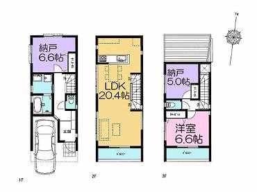 中野区江原町新築一戸建て　間取り図